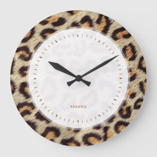 Bläckfisk leopard faux päls mönster stor klocka