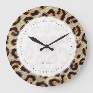 Bläckfisk leopard faux päls mönster stor klocka