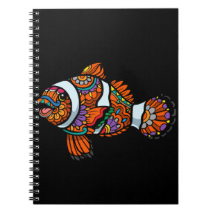 bläckfisk-mandala-konst-isolerad-svartvit-t-shi anteckningsbok
