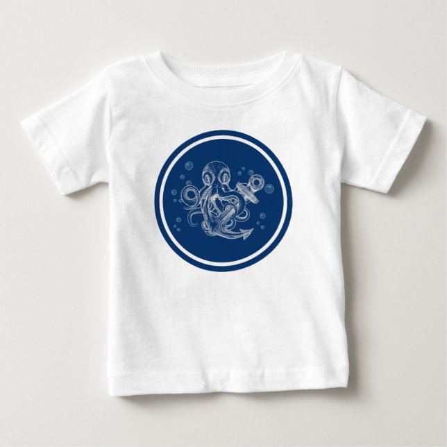 Bläckfisk med ankare t shirt (Framsida)