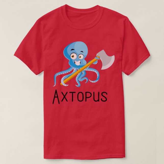 bläckfisk med axtopus Ax-punkter Fu-form T Shirt (Design framsida)