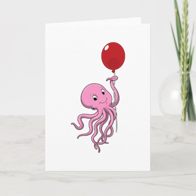 Bläckfisk med ballong kort (Framsida)