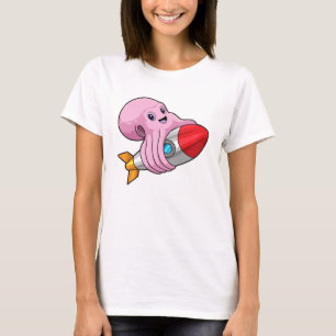 Bläckfisk med raket t shirt