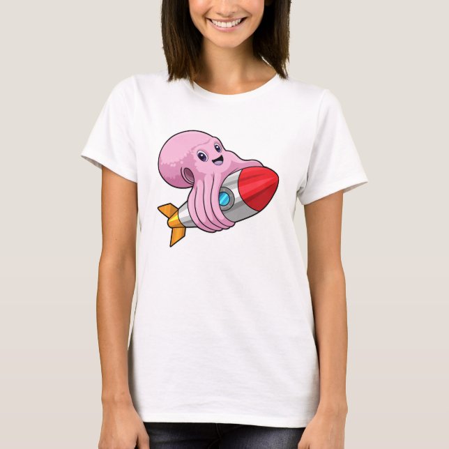 Bläckfisk med raket t shirt (Framsida)