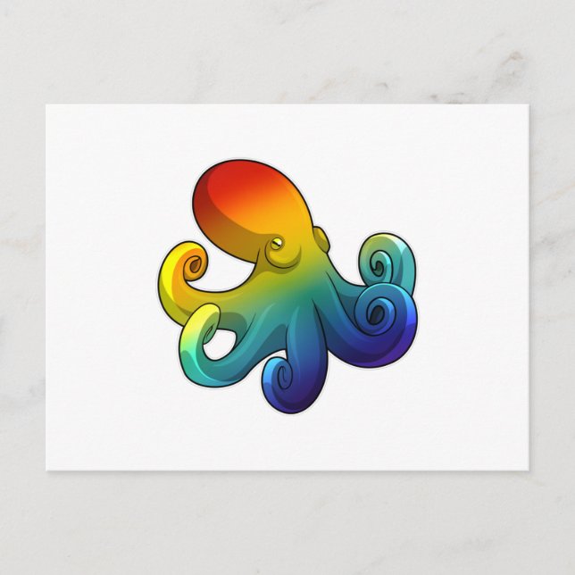 Bläckfisk med regnbåge vykort (Framsida)
