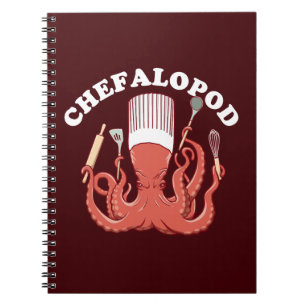 Bläckfisk   Octopus Chef Roligt Skämt Anteckningsbok