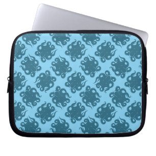 Bläckfisk på blåttmönster laptop sleeve