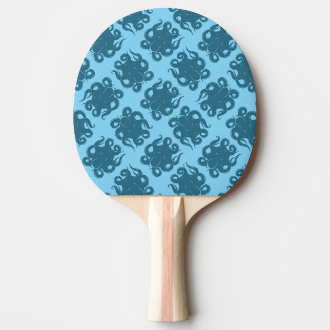 Bläckfisk på blåttmönster pingisracket (Framsidan)