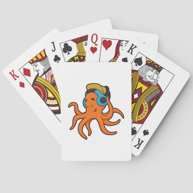 Bläckfisk på musik med hörlurar casinokort (Baksidan)