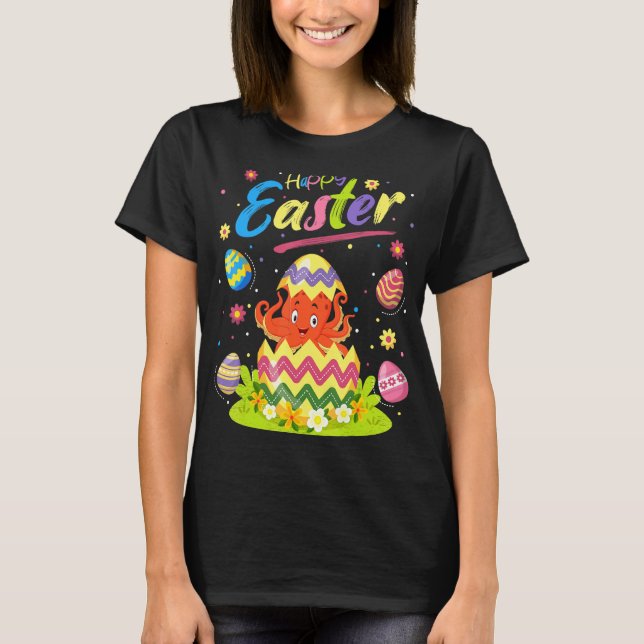 Bläckfisk Påskägg Bläckfisk Glad Påsk T Shirt (Framsida)