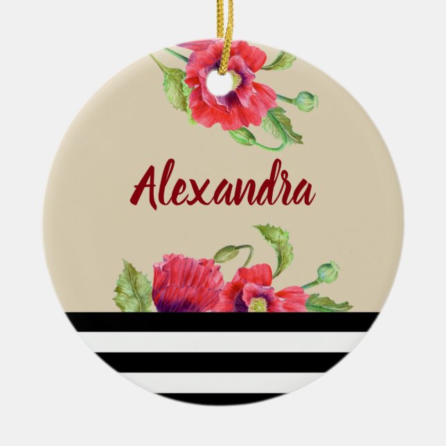 Bläckfisk, rödspättor, botaniska Blommigtar Art Julgransprydnad Keramik (Framsidan)