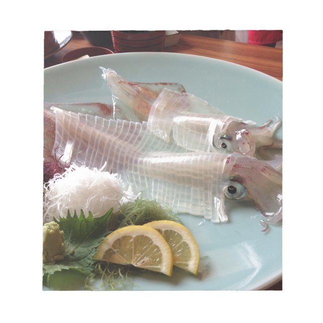 Bläckfisk Sashimi Japansk måltid Serverar Lunch Mi Anteckningsblock (Framsida)