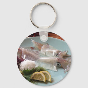 Bläckfisk Sashimi Japansk måltid Serverar Lunch Mi Nyckelring