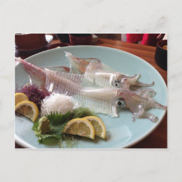 Bläckfisk Sashimi Japansk måltid Serverar Lunch Mi Vykort