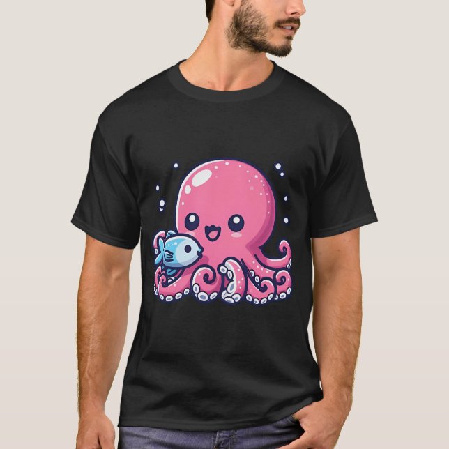 bläckfisk som äter fisk t shirt (Framsida)