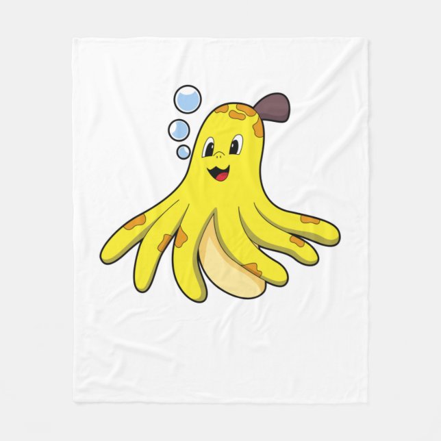 Bläckfisk som banan fleecefilt (Framsidan)