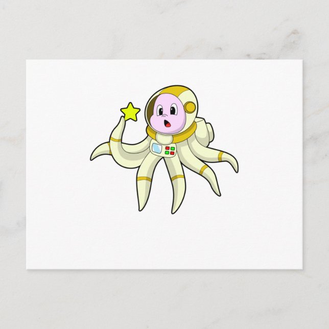 Bläckfisk som dykare med stjärna vykort (Framsida)