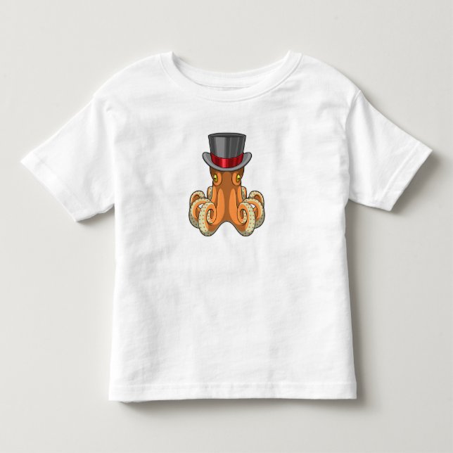 Bläckfisk som gentleman med cylinderhatt t shirt (Framsida)
