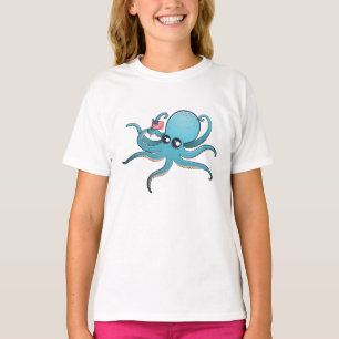 Bläckfisk som håller den amerikanska flaggan t shirt