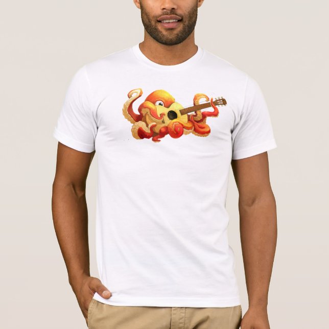 Bläckfisk som leker gitarrskjortan tee shirt (Framsida)
