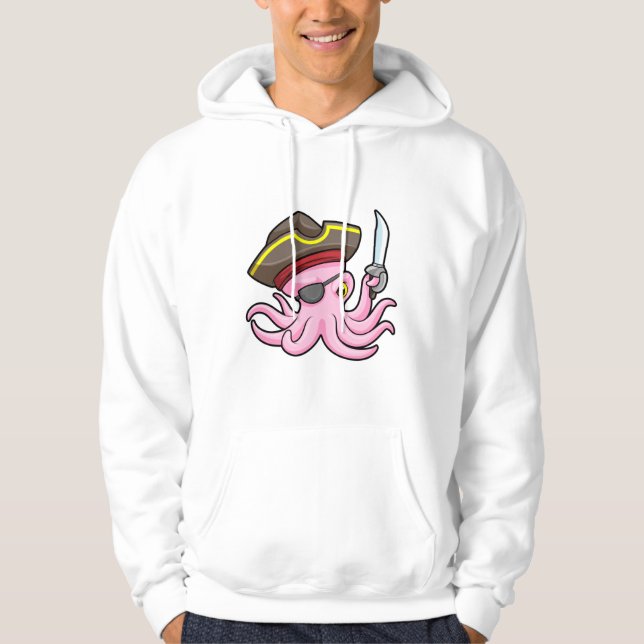 Bläckfisk som pirat med sabel & ögonlapp hoodie (Framsida)