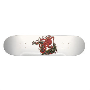 bläckfisk som slåss en haj skateboard bräda 19,5 cm