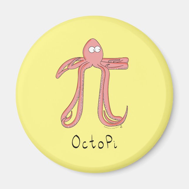 Bläckfisk Söt Matematik Pi Dag Magnet (Framsidan)