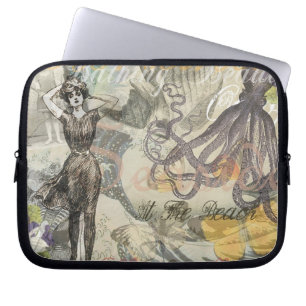 Bläckfisk Strand Semester Viktoriansk Gotisk Kul Laptop Sleeve