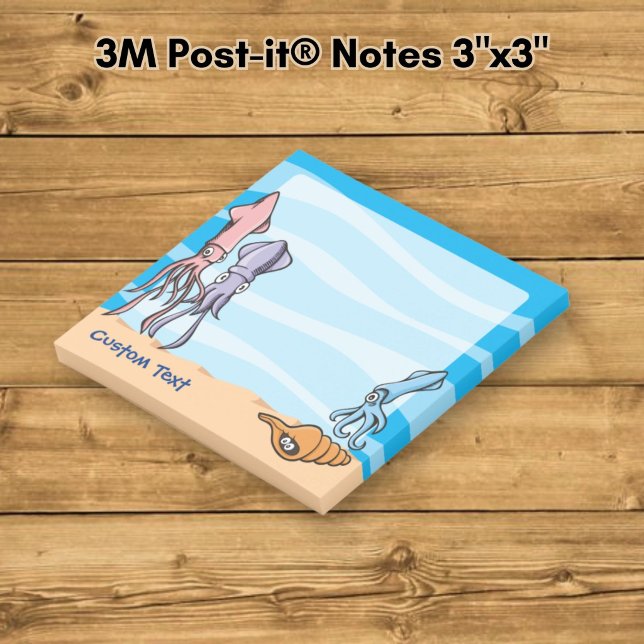 Bläckfisk Tecknad serie Tre söta bläckfiskteckning Post-it Block (Skapare uppladdad)