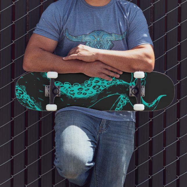 bläckfisk tentakler aqua på svart skateboard (Utomhus 3)