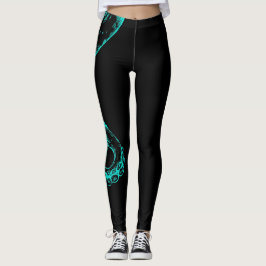 bläckfisk tentakler aqua på svarta leggings