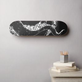 bläckfisk tentakler negativa på svart skateboard