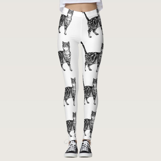 Bläckfiskar och vitlår i tabby katt leggings (Framsida)
