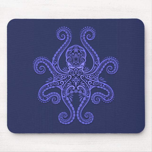 Bläckfiskdesign (blått) musmatta (Framsidan)