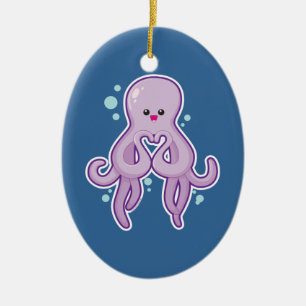 Bläckfisken älskar dig julgransprydnad keramik