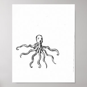 Bläckfisken skissar trycket poster