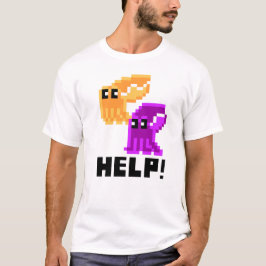 Bläckfiskfara "hjälp!", PIXELkonstmanar T-tröja Tee Shirt