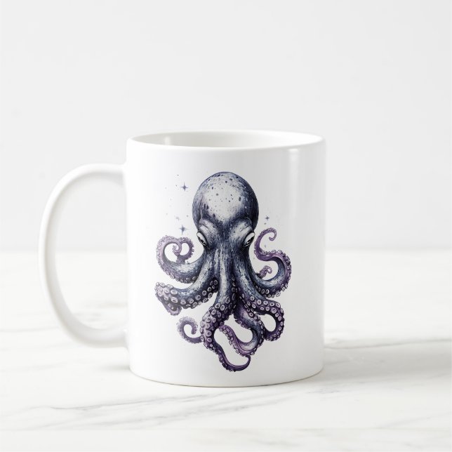 Bläckfiskmugg med havsliv kaffemugg (Vänster)