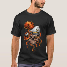 Bläckfisksattack Kaptenens Skalle Marin T Shirt