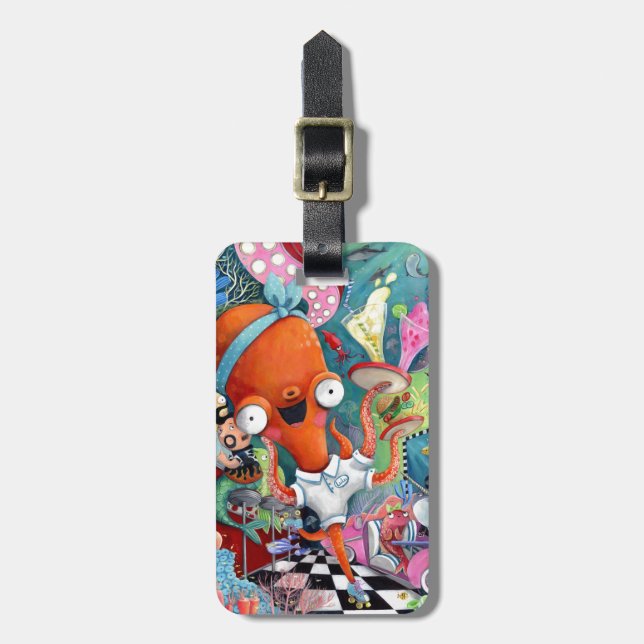 Bläckfiskservitris i undervattens- vägpub bagagebricka (Vertikal Framsida)