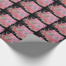 Bläckfiskspår - Rosa - Bokbandsförsättsblad Presentpapper