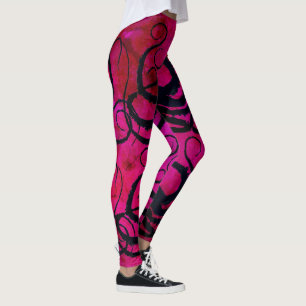 Bläckfisktentakel på shock rosa - damasker leggings