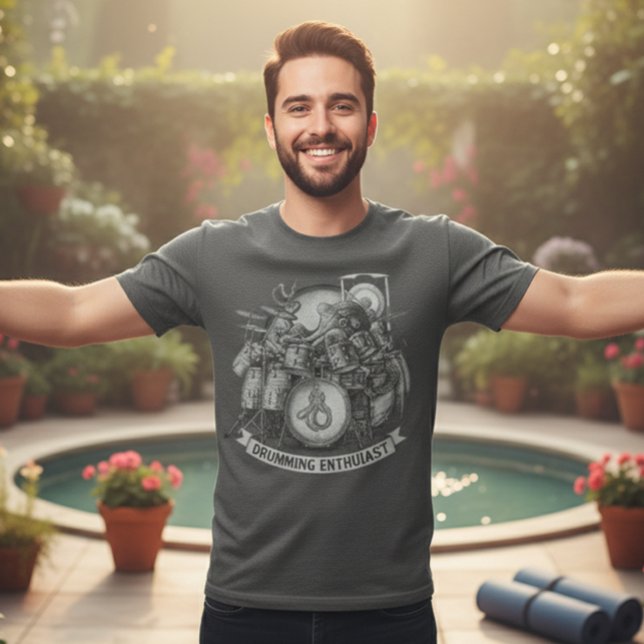 Bläckfisktrumslagare T-shirt Roligt Musikpresent (Skapare uppladdad)