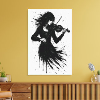 Bläckfödd violinist i ljudstormen canvastryck