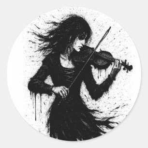 Bläckfödd violinist i ljudstormen runt klistermärke
