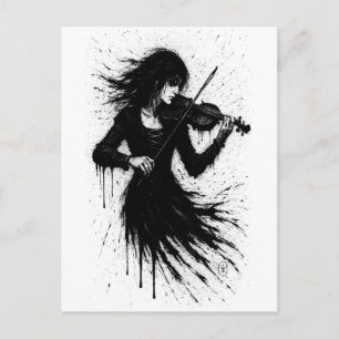 Bläckfödd violinist i ljudstormen vykort