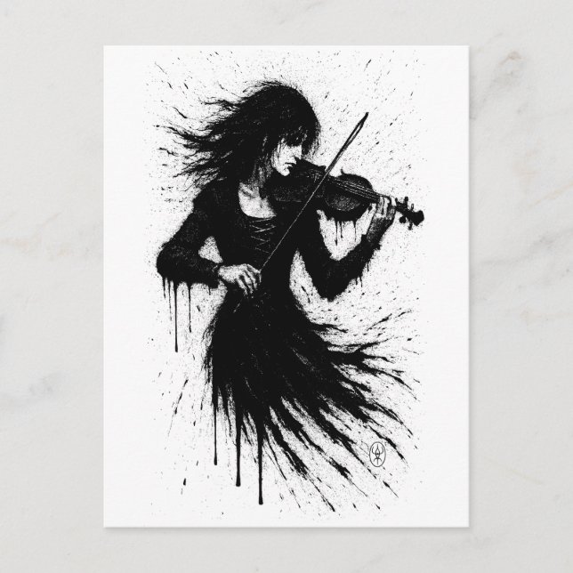 Bläckfödd violinist i ljudstormen vykort (Framsida)