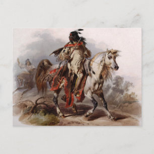 Blackfoot Indian On Arabian Horse jagas Vykort