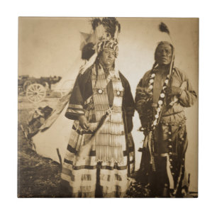 Blackfoot indier chef och krigarevintage kakelplatta