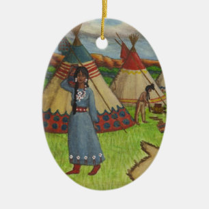 Blackfoot indier julgransprydnad keramik